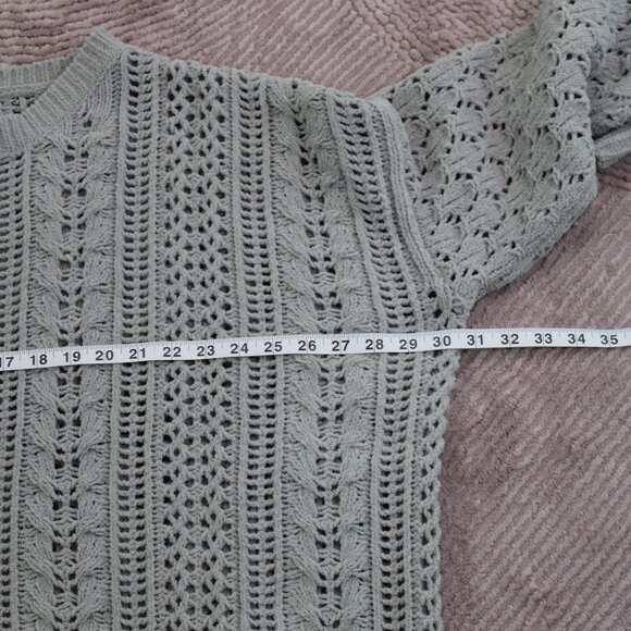 Easel Long Sleeve Boxy Pullover Knitted Sweater Grayish Green Medium - Picture 10 of 12